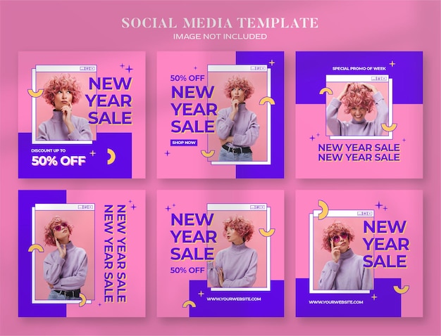 Новогодняя распродажа 2022 года, баннер в социальных сетях и шаблон поста в instagram Premium Psd