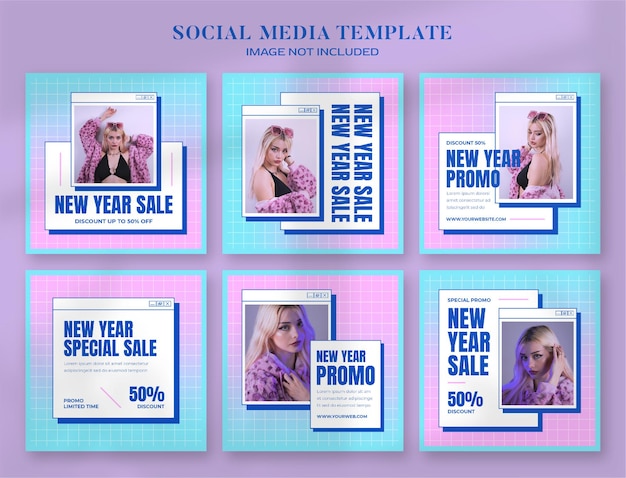 New year 2022 sale social media banner and instagram post template