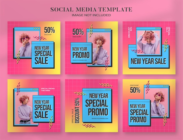 New year 2022 sale social media banner and instagram post template