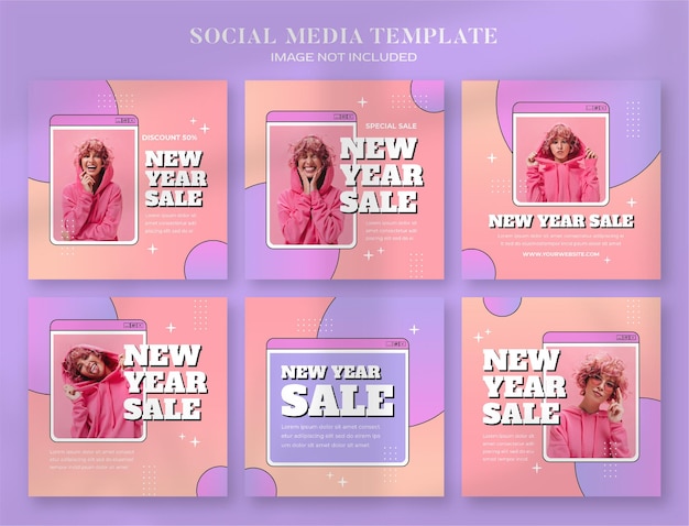 New year 2022 sale social media banner and instagram post template