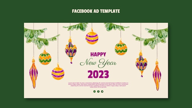 PSD gratuito modello facebook celebrazione capodanno 2023