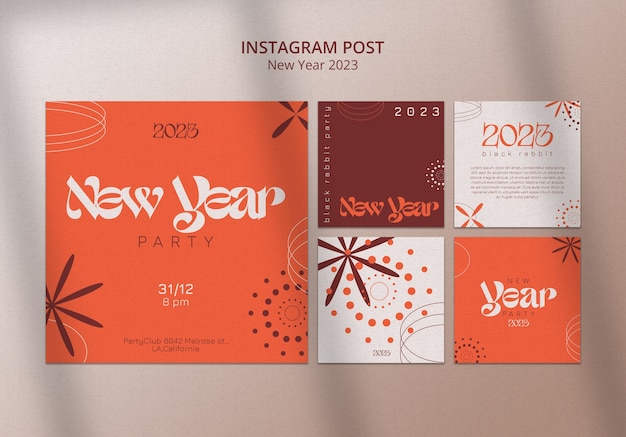 Free PSD new year 2023 instagram post template design