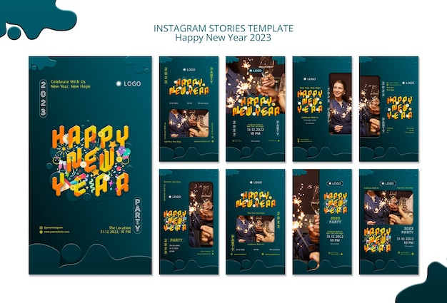 Free PSD new year 2023 instagram stories template design