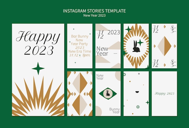 無料PSD 2023年新年instagramストーリーテンプレート