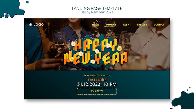 New year 2023 landing  page template design