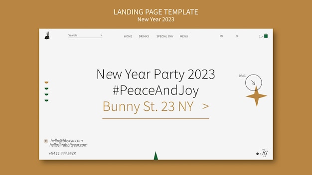 Free PSD new year 2023 landing page template