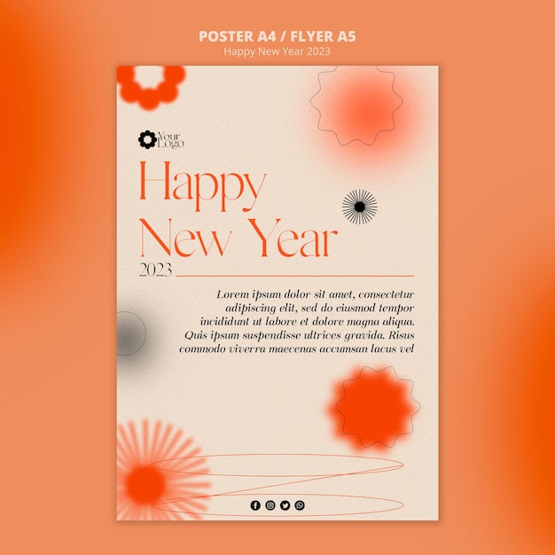 Free PSD new year 2023 poster template