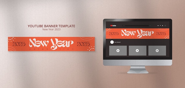 New year 2023 youtube banner template design