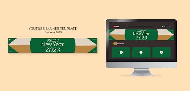 Free PSD new year 2023 youtube banner template