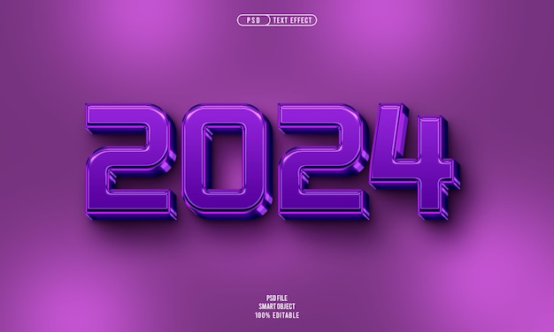 Free PSD new year 2024 3d editable text effect