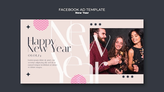 Free PSD new year 2024 celebration facebook template