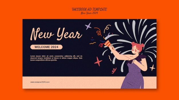 New year 2024 celebration facebook template