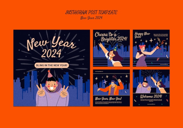 2024 年新年のお祝いの Instagram 投稿
