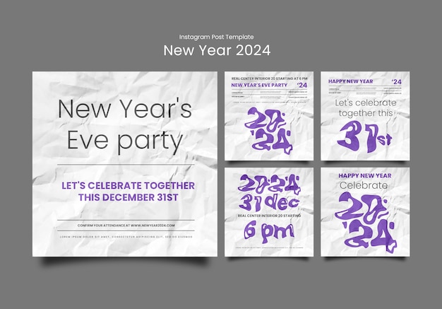 Free PSD new year 2024 celebration  instagram posts