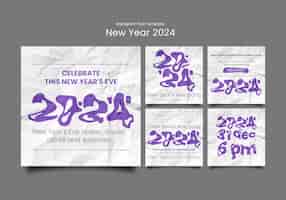 PSD gratuito post su instagram per festeggiare il nuovo anno 2024
