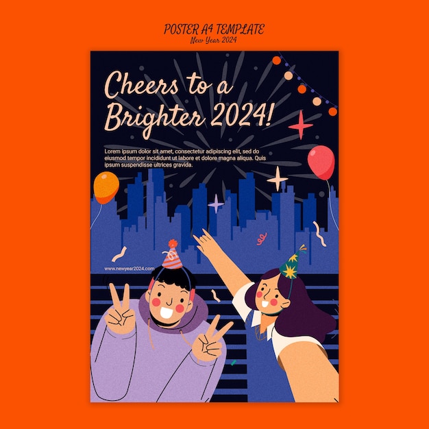 New year 2024 celebration poster template