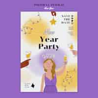 Free PSD new year 2024 celebration poster template