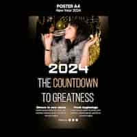 Free PSD new year 2024 celebration poster template