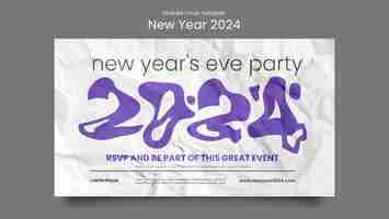 Free PSD new year 2024 celebration youtube cover template