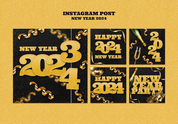 Free PSD new year 2024  instagram posts