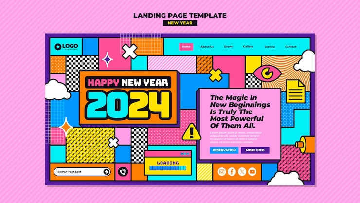 免費 PSD 新的 2024 年模板设计