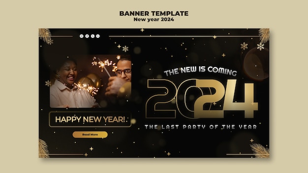 Free PSD new year 2024 template design