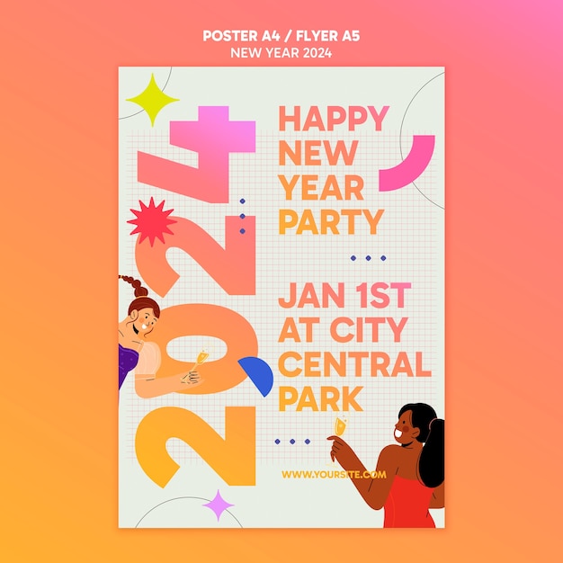 Free PSD new year 2024 template design