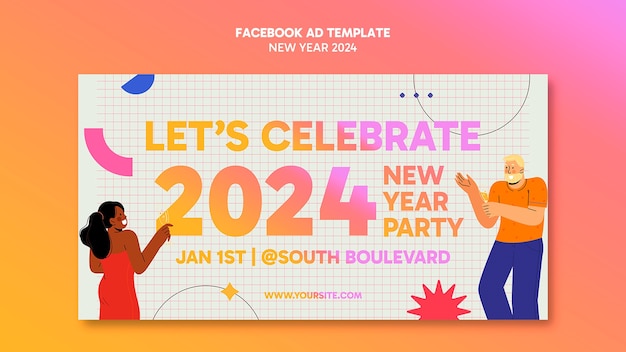 Free PSD new year 2024 template design