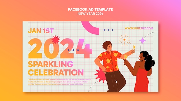 Free PSD new year 2024 template design