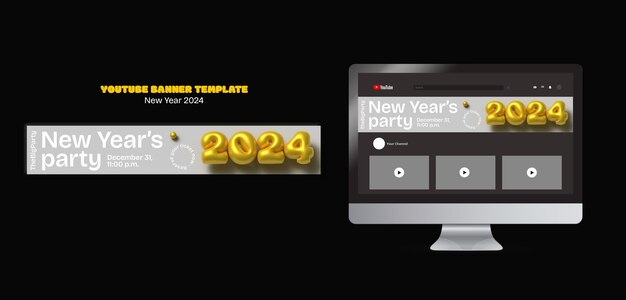 Free PSD new year 2024 template design