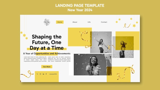 PSD gratuito progettazione del modello del nuovo anno 2024