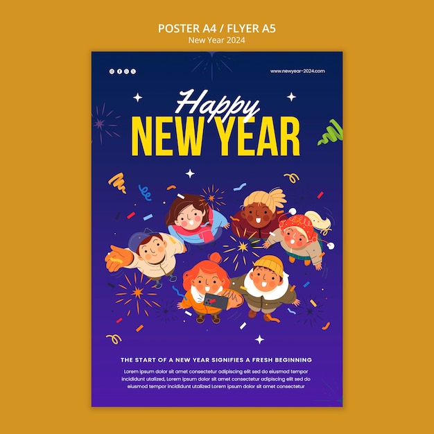 Free PSD new year 2024 template design