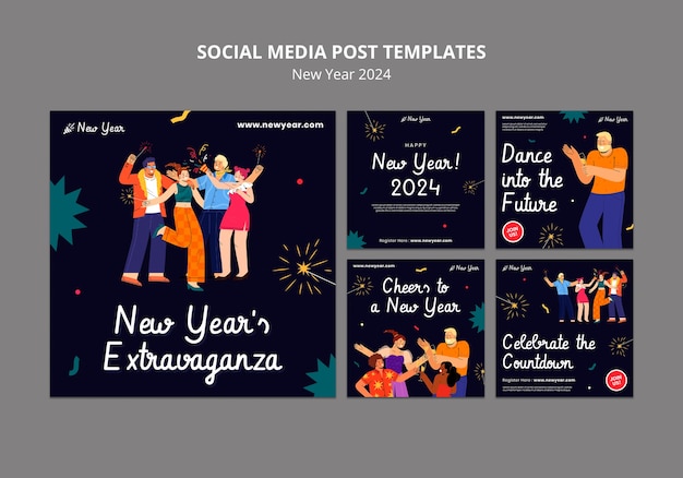 Free PSD new year 2024 template design