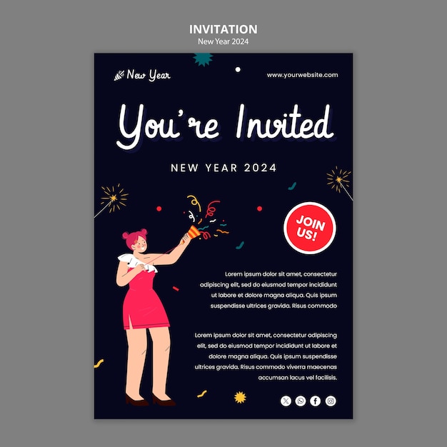 Free PSD new year 2024 template design