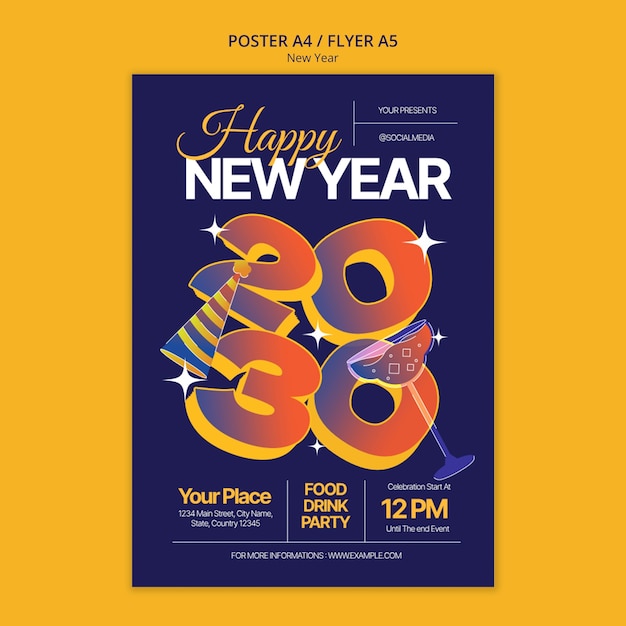 Free PSD new year 2024 template design