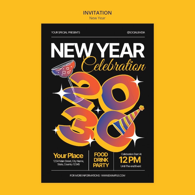 Free PSD new year 2024 template design