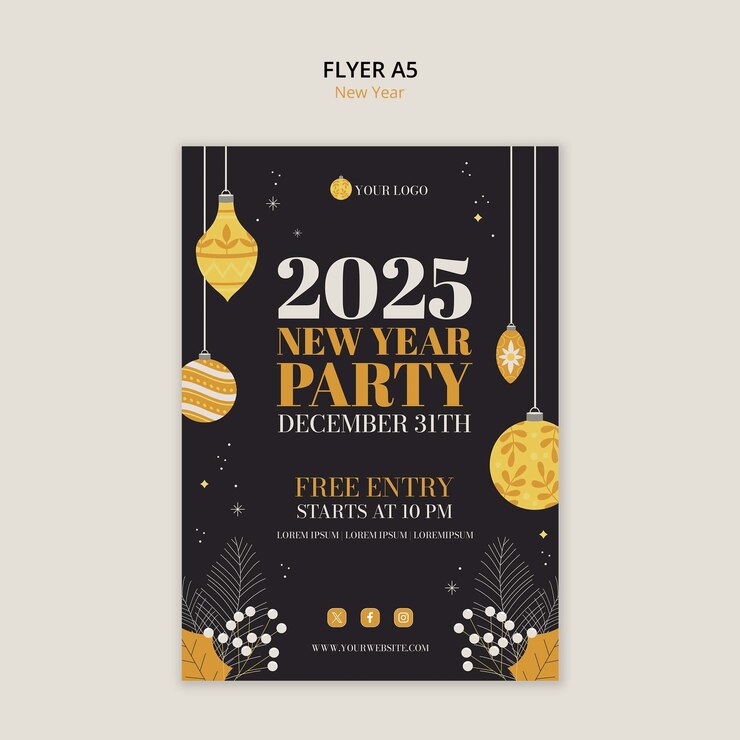 Free PSD new year 2025 celebration template