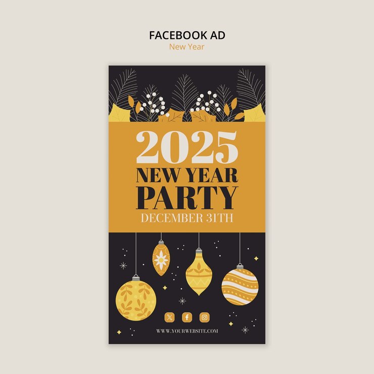 Free PSD new year 2025 celebration template