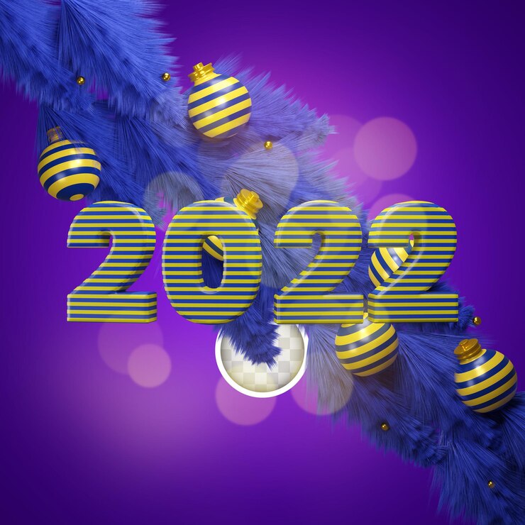 मुफ़्त PSD new year background with christmas decorations. 3d illustration