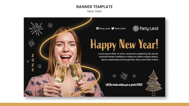 Free PSD new year banner template design
