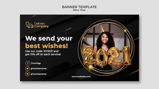 New Year Banner Template – Free Download PSD
