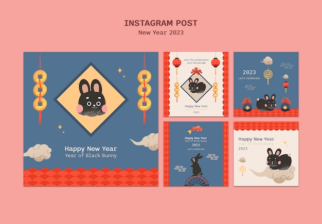 Free PSD new year celebration instagram posts