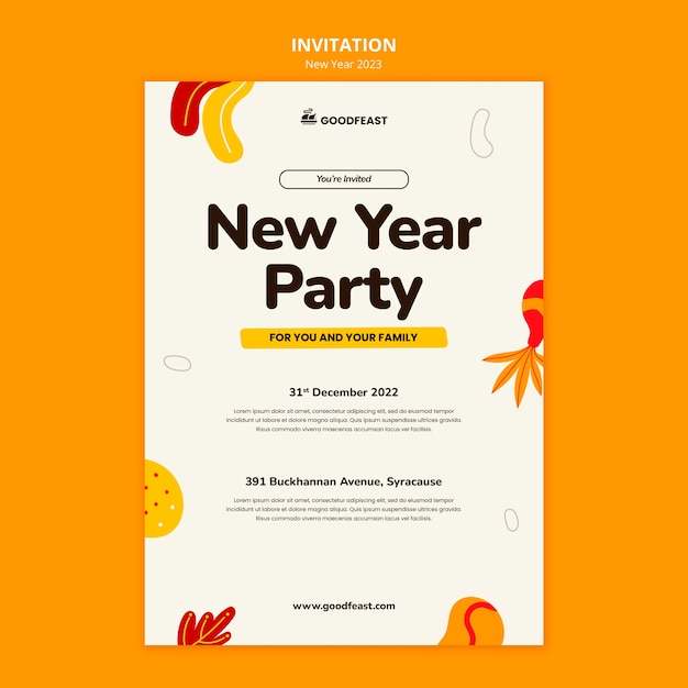 Free PSD new year celebration invitation template