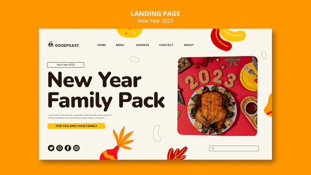 Free PSD new year celebration landing page template