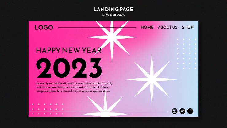 Free PSD new year celebration landing page