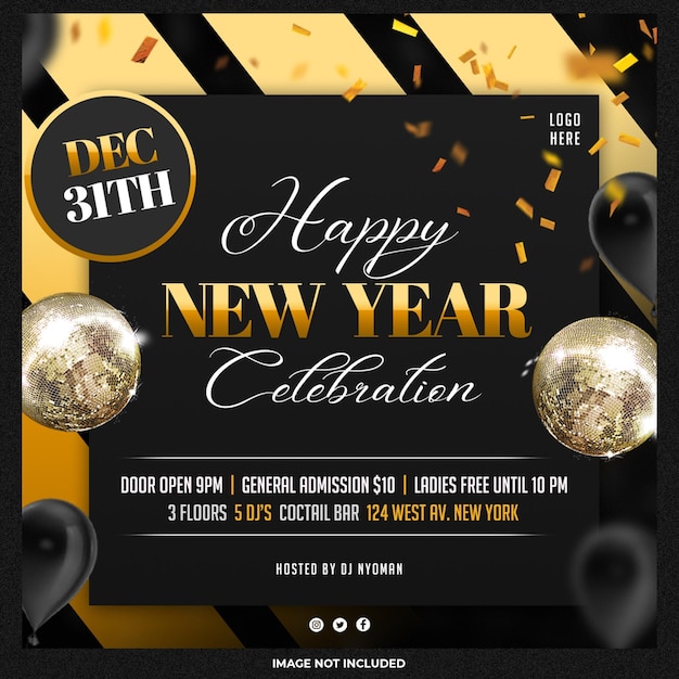 Free PSD new year celebration party post