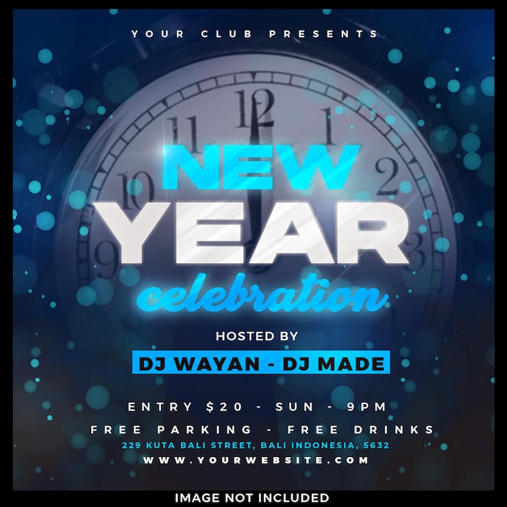 Free PSD new year celebration post social media template