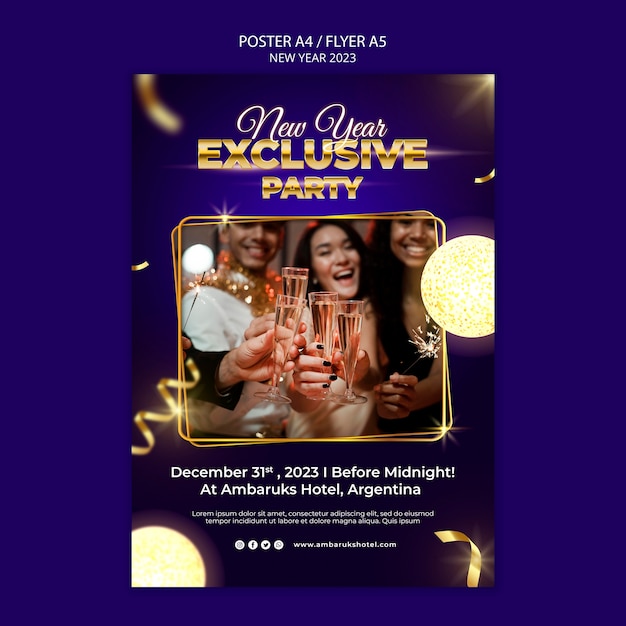 Free PSD new year celebration poster template