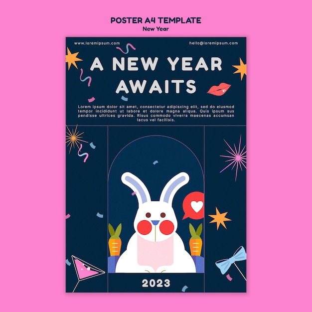 Free PSD new year celebration poster template