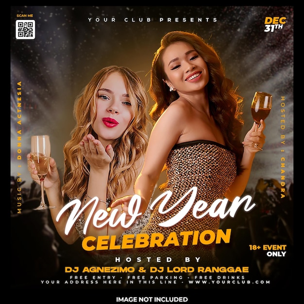 New year celebration social media post tempalte design